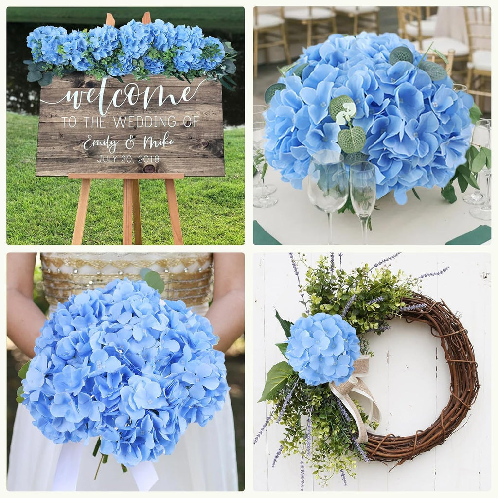 105pcs Blue Fake Artificial Bulk (Not Squished, No Steaming Need) Silk with Stems for Wedding Decor, Home, Baby