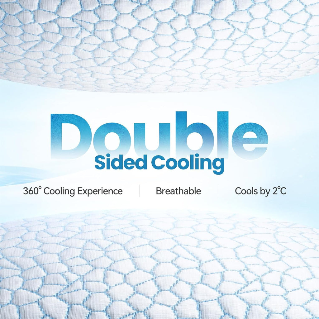Double Sided Cooling Pillow for Hot Sleepers, Shredded Memory Foam Pillows Standard Size Set of 2, Adjustable Soft &