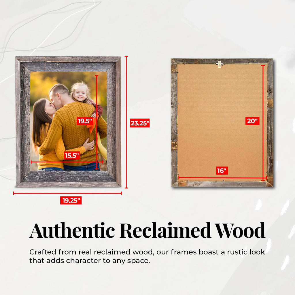 Farmhouse Style Picture Frame, 16x20, Natural Weathered Gray