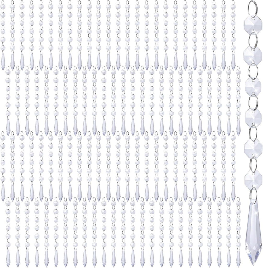 100 Pcs Clear Acrylic Hanging Crystals, Garland Strands for Chandelier Centerpieces Christmas Tree Wedding Party Home