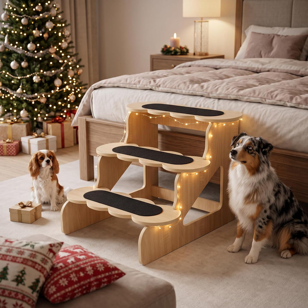 Wood Dog Stairs for Bed