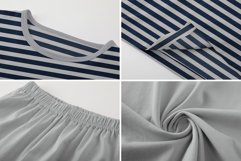 Boys's Summer Pajamas Striped Short Sleeved+Long Pants Sets Modal Pj