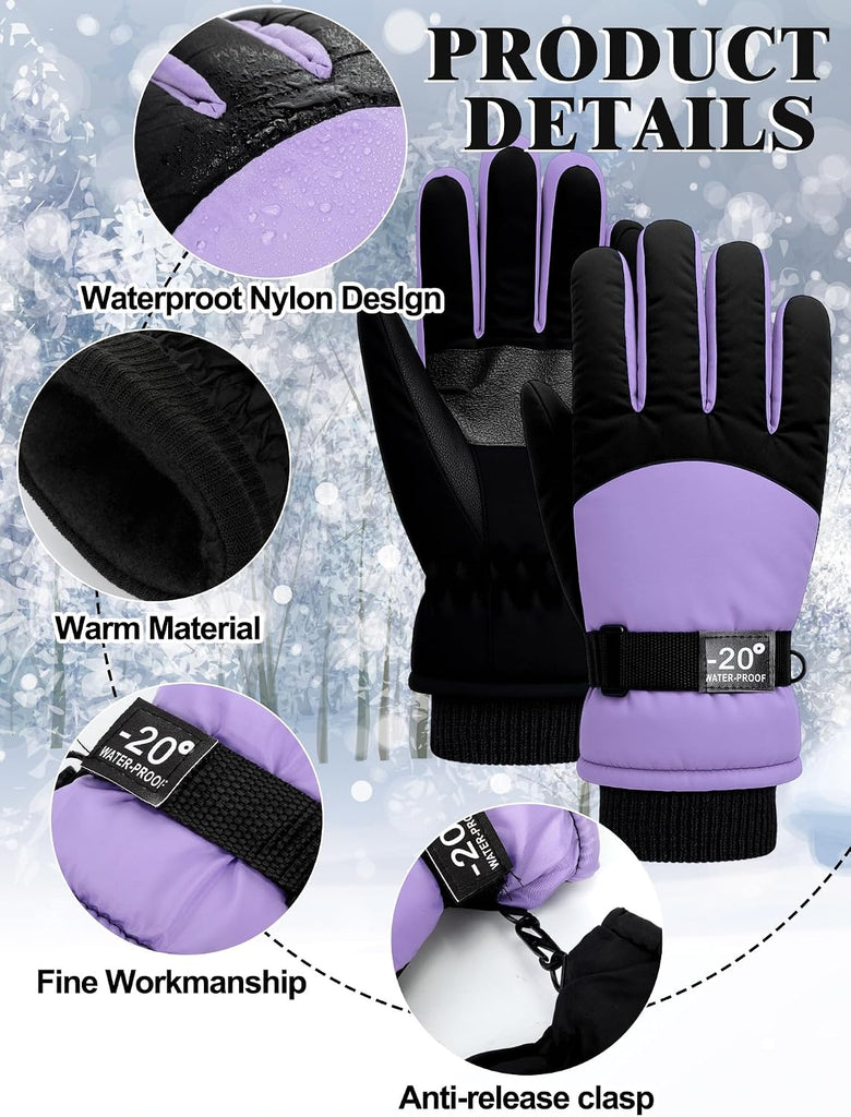 Kids Waterproof Winter Snow Ski Gloves