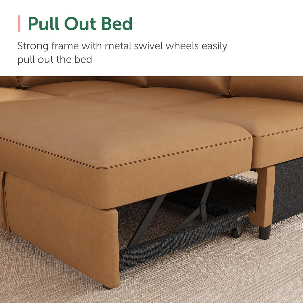 Sleeper Sectional Couch with Pull-Out Bed Sectional Sleeper Sofa Pull Out Bed with Storage Chaise, 6 Seaters Couch