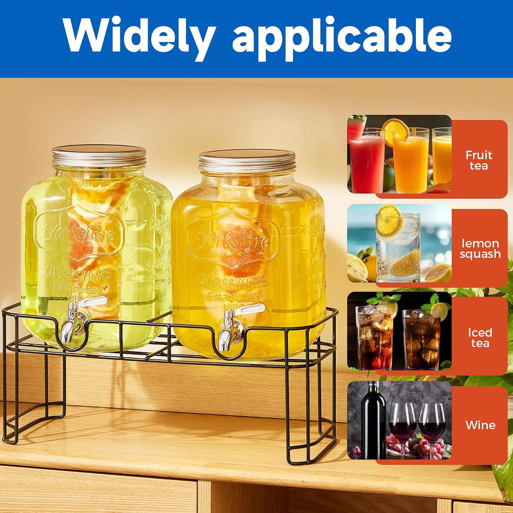 1.5 Gallon for Parties, 2PACK Beverage Dispenser with Stand, Ice Cylinder and Stainless Steel Spigot 100% Leakproof