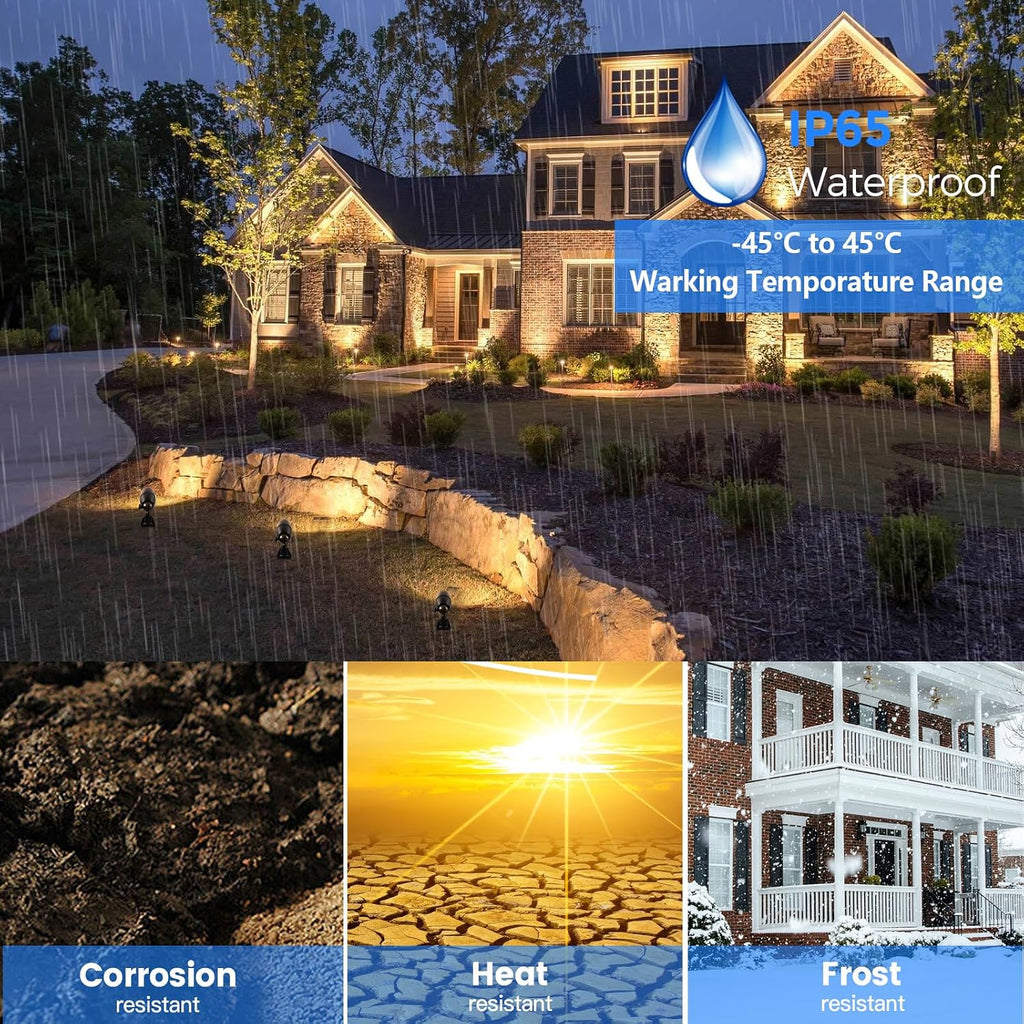 Solid Brass Outdoor Landscape Spotlights, 12V Heavy Duty Low Voltage LED Landscape Lights Waterproof for Garden