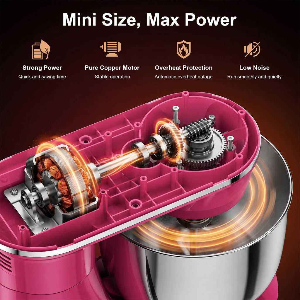 4QT Electric Stand Mixer, 10-Speed Tilt-Head Compact Kitchen Mixer