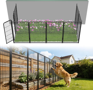 Garden Fence Outdoor for the Yard - 40in(H) x 18.2ft(L) Heavy Duty Metal Animal Barrier for Dog, No Dig Decorative