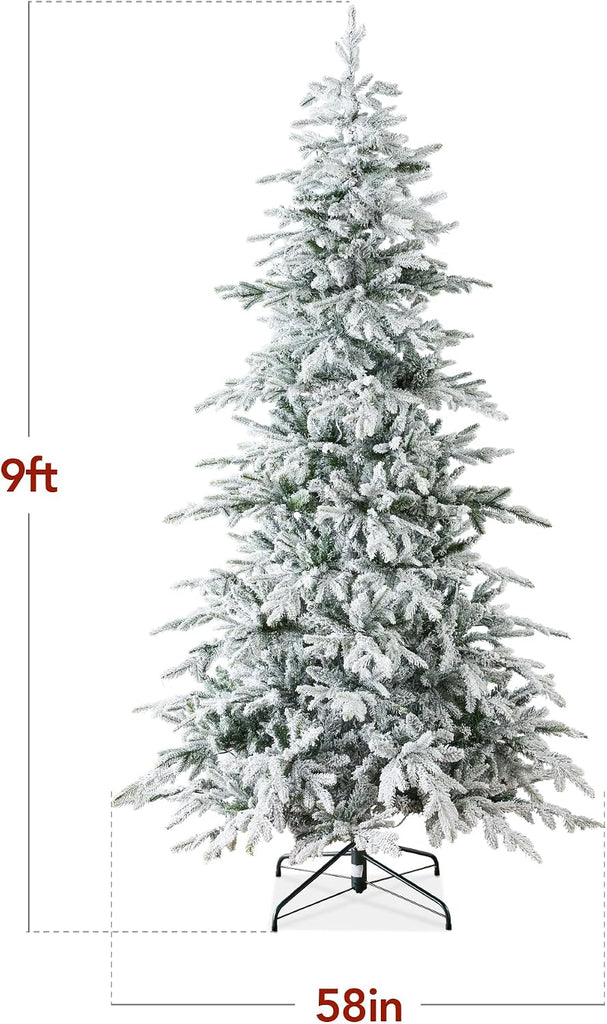 Lighted Aspen Christmas Tree, Flocked Artifical Noble Fir, Pre-Lit White & Multicolored LED Lights Premium