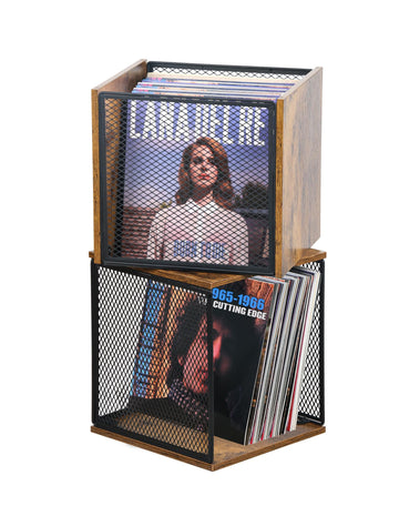 2 Pack Stackable Vinyl Record Storage, Cube Record Crate Box for LPs