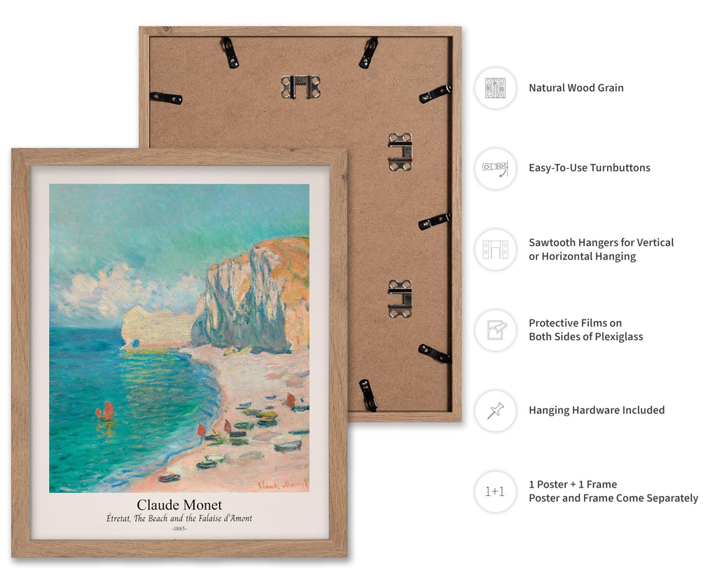 Master Vintage Claude Monet Poster - Retro The Beach and the Falaise d'Amont Print - Impressionism Art - Étretat