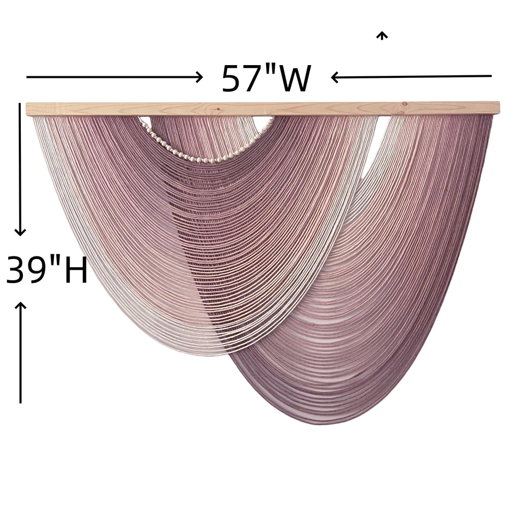 Large Macrame Wall Hanging tapestry Pink Brown Ombre-Dyed Wall Art 57"X39"