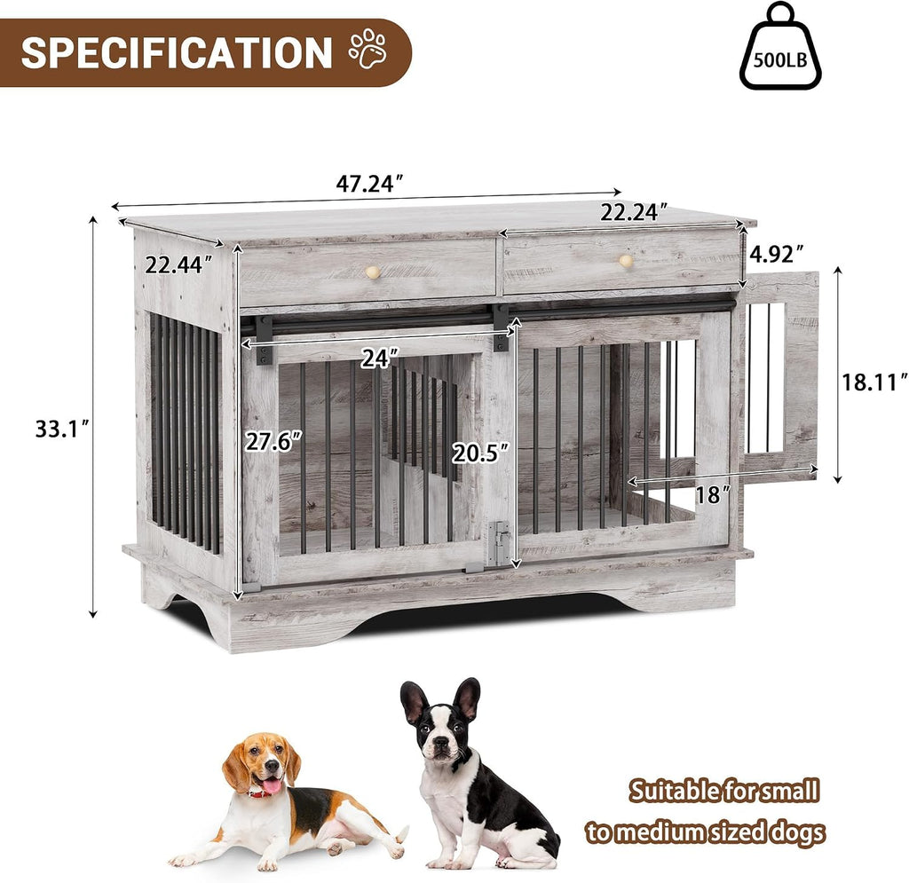 Large Dog Crate Furniture, Wooden Dog Kennel End Table