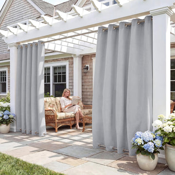 2 Panels Outdoor Curtains Waterproof Weighted Windproof | Durable Weighted Panels 100% Privacy Screen Shades for