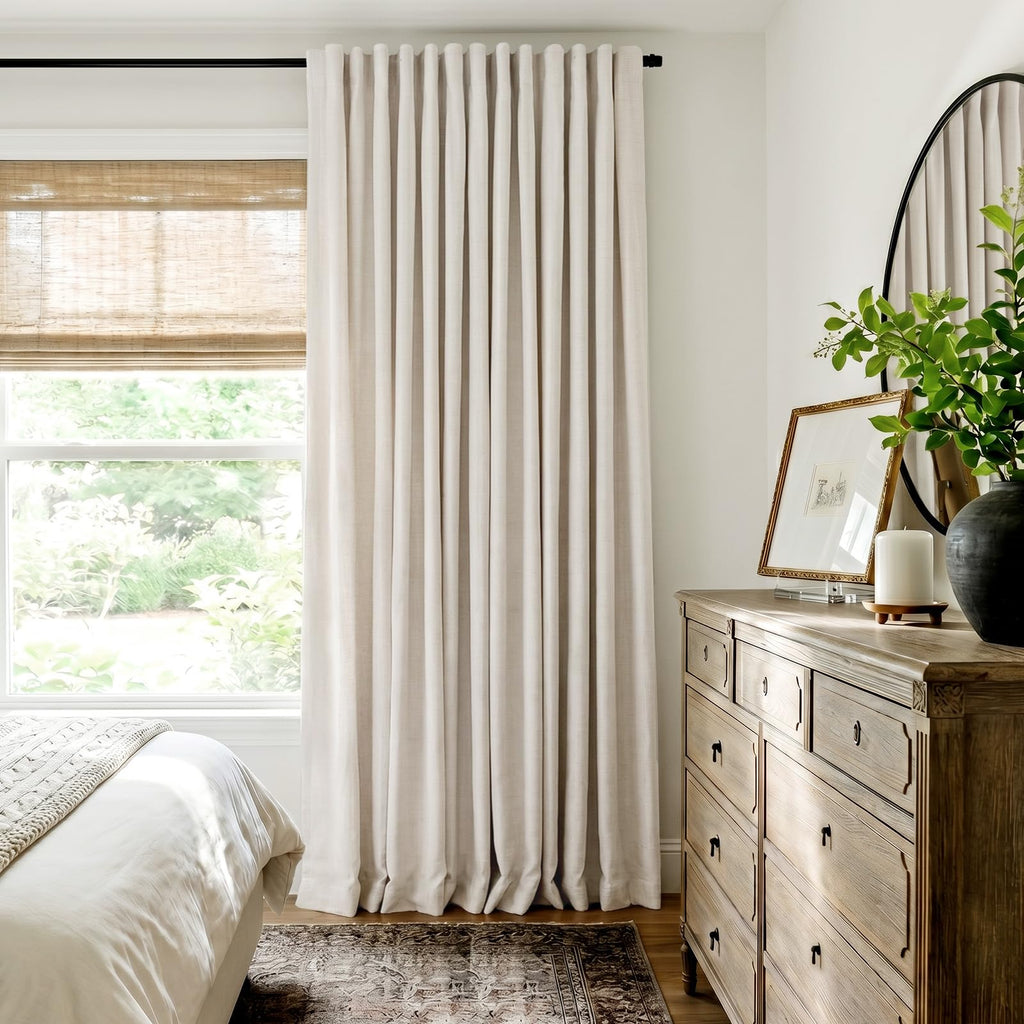 100% Blackout Sliding Door Curtains, 1 Panel, W100xL84, Beige