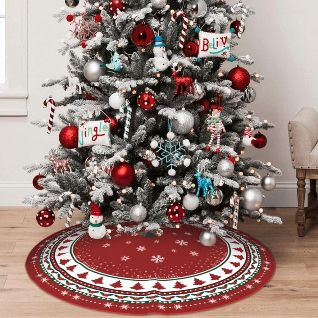Christmas Tree Skirt 48 Inch Red Traditional Christmas Tree Decorations
