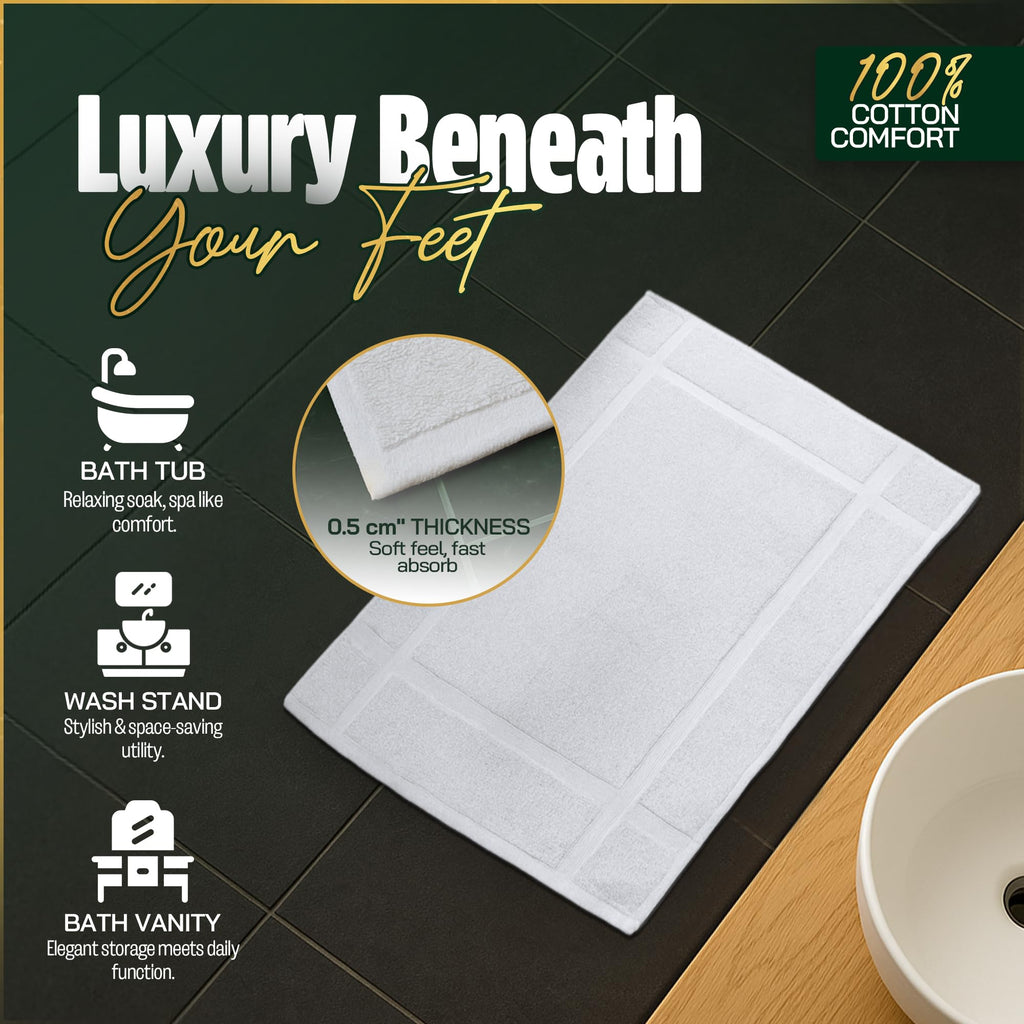 6 Pack Cotton Bath Mats, 20" X 30", White