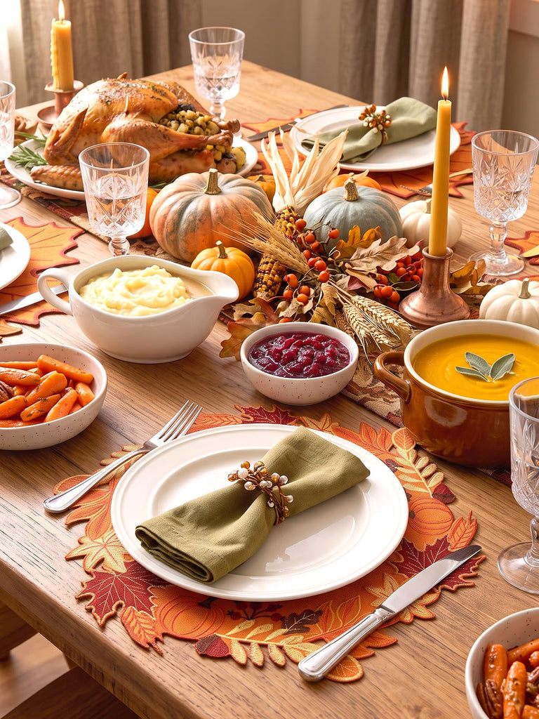 Fall Placemats Set of 6 for Thanksgiving Table Decor