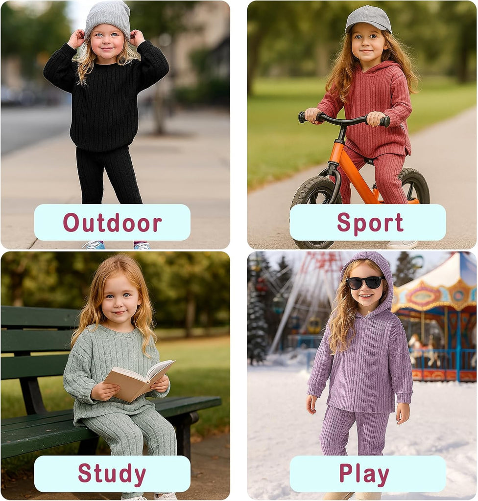 Toddler Girl Clothes 2 Piece Fall Outfit Ribbed Top & Leggings Set
