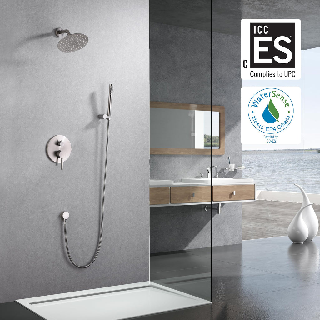 Wall Mounted Rainfall Shower System Brushed Nickel