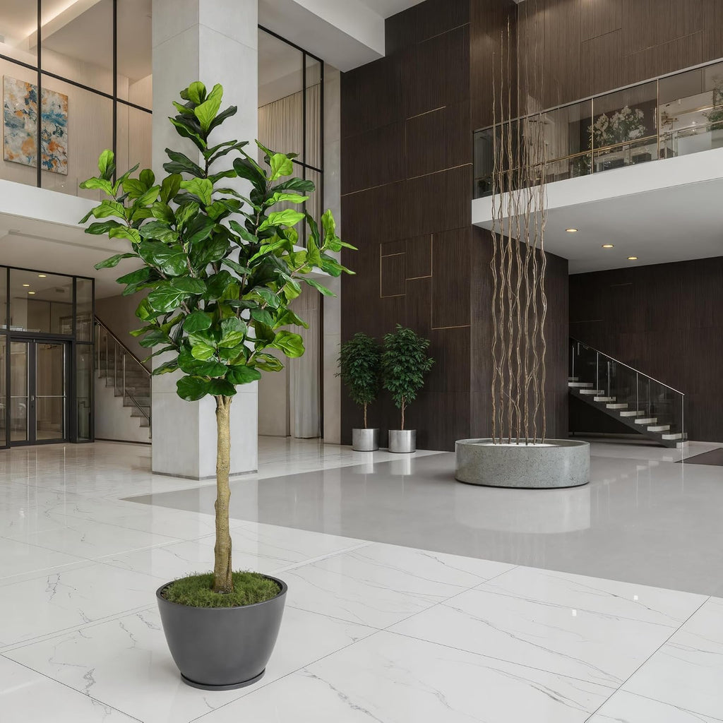 10' Artificial Potted Fiddle Tree, 184 Leaves, Faux Fiddle Leaf Fig for Indoor Decor, Maintenance-Free, Realistic