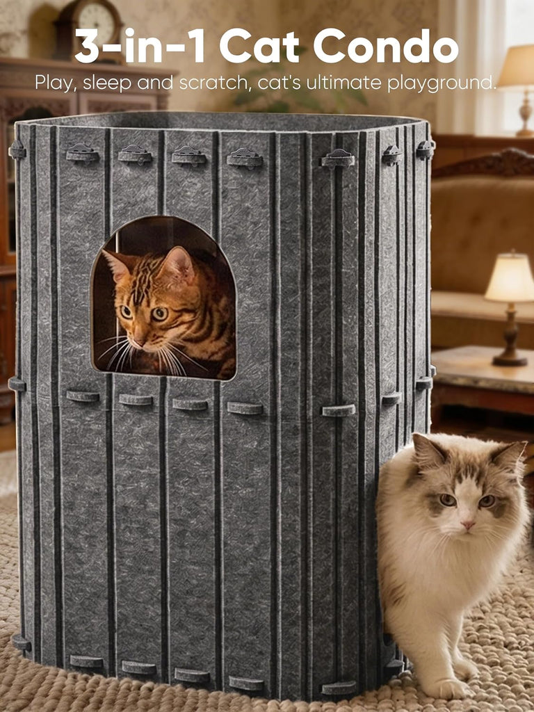 Cat House for Indoor Cats, Warm Felt Cat Bed, Scratch Resistant