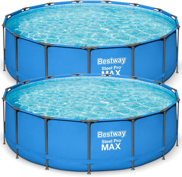 2 Pack Steel Pro MAX Above-Ground Swimming Pool, 15' x 48" Round Metal Steel Frame Backyard Family Pool, Blue, Pool ONLY - Set of 2