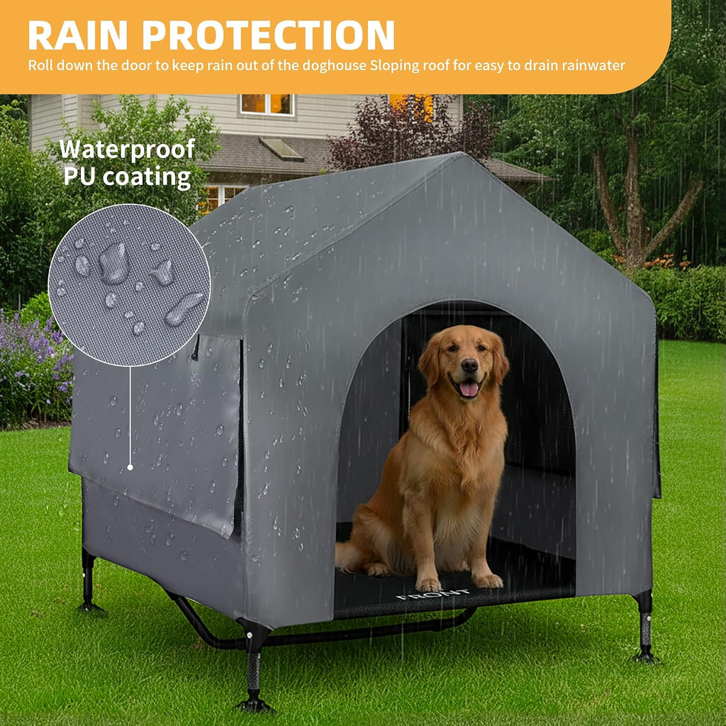 Dog House, 42" Large Dog House Outdoor Indoor Elevated Dog Cot Bed