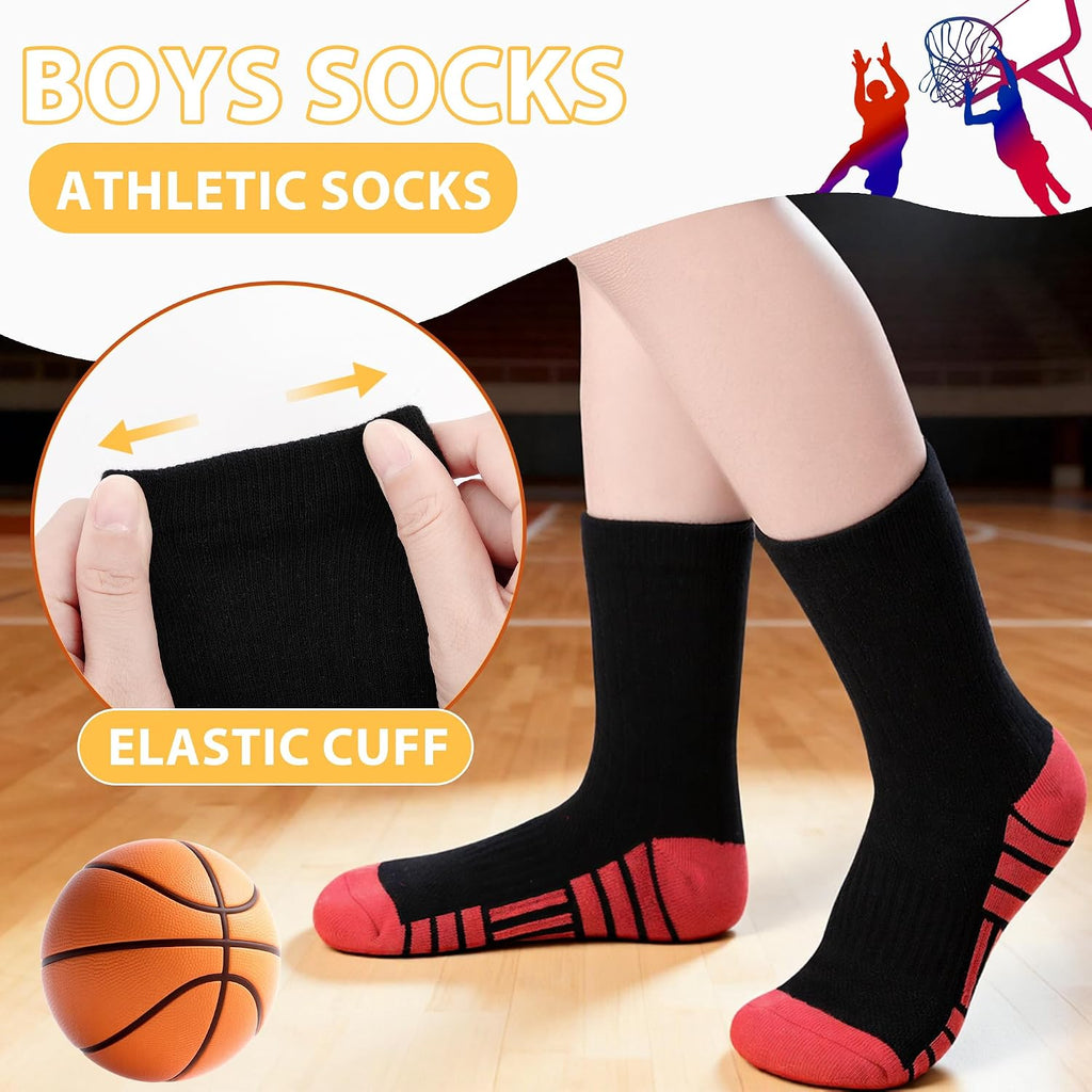 12 Pairs Boys Crew Socks Kids Athletic Socks for Boys