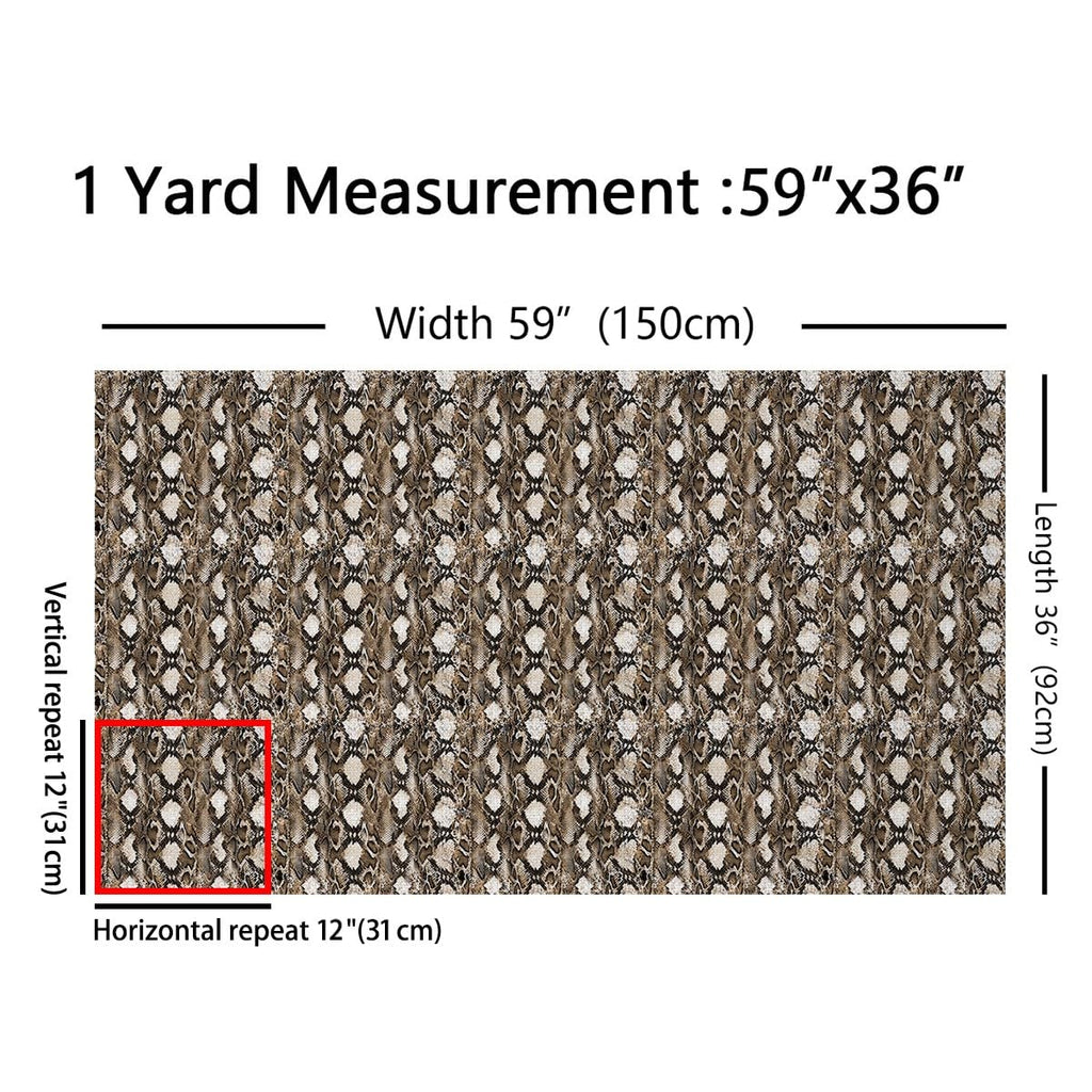 Snake Skin Pattern Fabric by The Yard, Brown Black Snakeskin Print Soft Polyester No Stretch, Wild Animal Fabric Soft