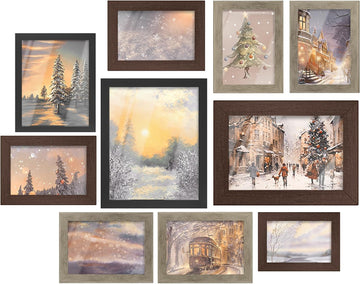 Collage Picture Frames, Set of 10, MDF, Glass, Paper | Photo Frame, Wall Gallery Decor, Table Display, Two 11 x 14