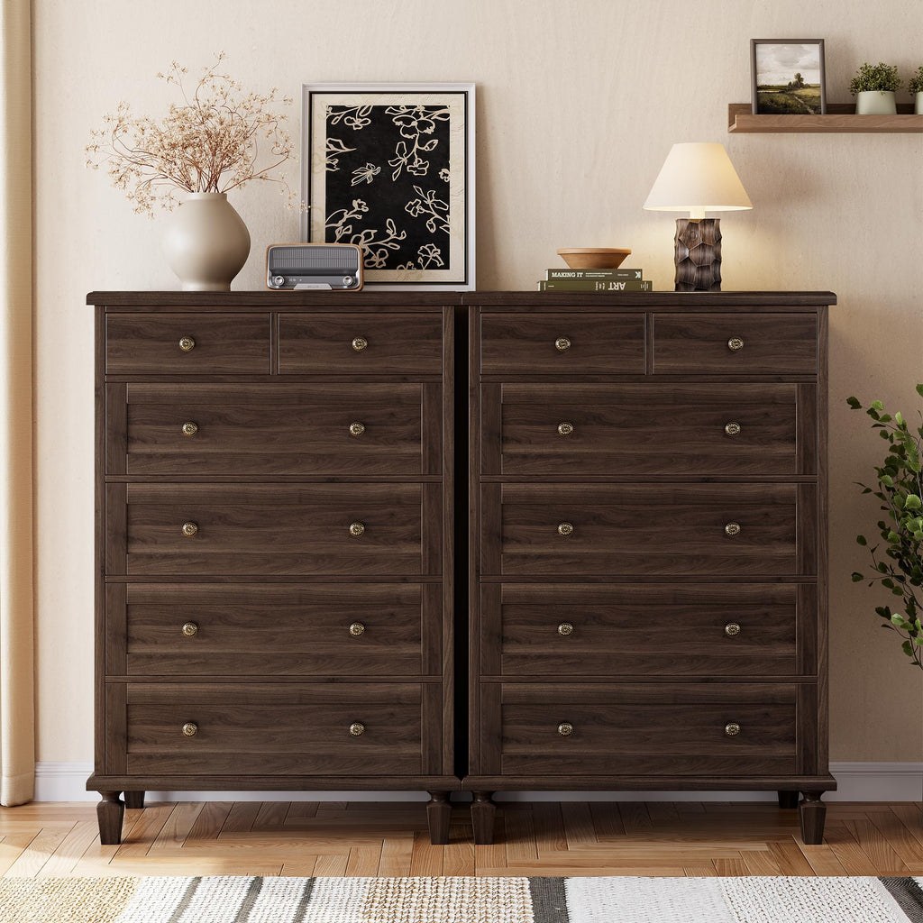 6 Drawer, 47" Vintage, Dark Brown