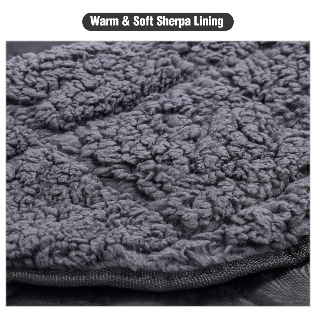 Large Camping Blanket with Sherpa Lining, Black 59"x50"
