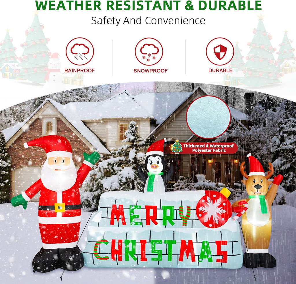 10FT Christmas Inflatable Outdoor Decoration, Merry Christmas Inflatable Banner Blow Up Yard Decorations Inflatable