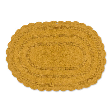 Crochet Collection Reversible Bath Mat, Small Oval, 17x24, Honey Gold