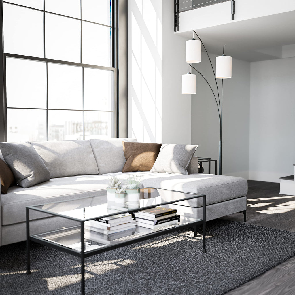 Leah Modern Arc Floor Lamp, Black, 87.5 Inch Height, 31.5 Inch Width, 31.5 Inch Depth