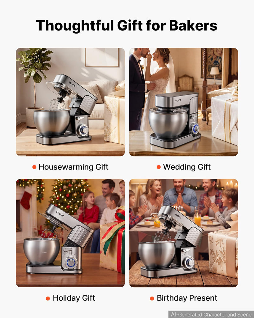 7.4 Qt Tilt Head Stand Mixer 500W Electric Dough Mixer