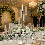 Candelabra Gold Centerpiece 5 Arms Taper Candle Holder Gold Centerpiece with Acrylic Tubes for Table Decoration