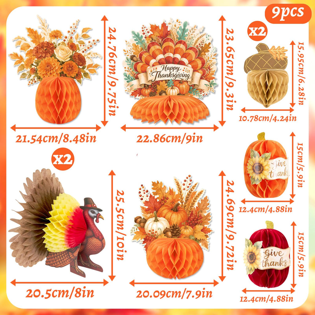Fall Thanksgiving Decorations, Thanksgiving Table Centerpieces, Honeycomb Turkey Centerpieces Fall Pumpkin Hanging