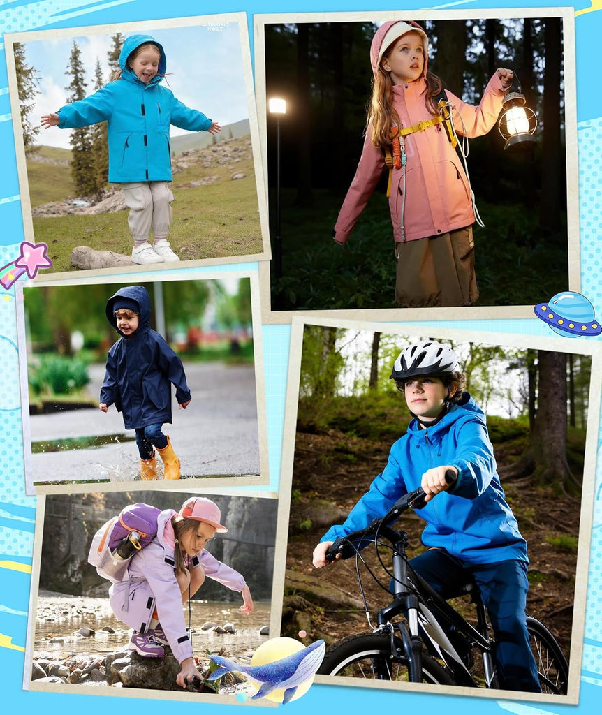 Boys Rain Jacket Kids Lightweight Rain Jackets Waterproof Hooded Windbreaker Outdoor Coats for Boys Girls