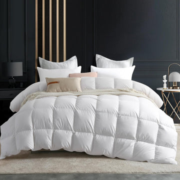 Goose Down Comforter Queen, All Season Duvet Insert, 100% Cotton Shell, 750+ Fill Power, 3D Baffle B