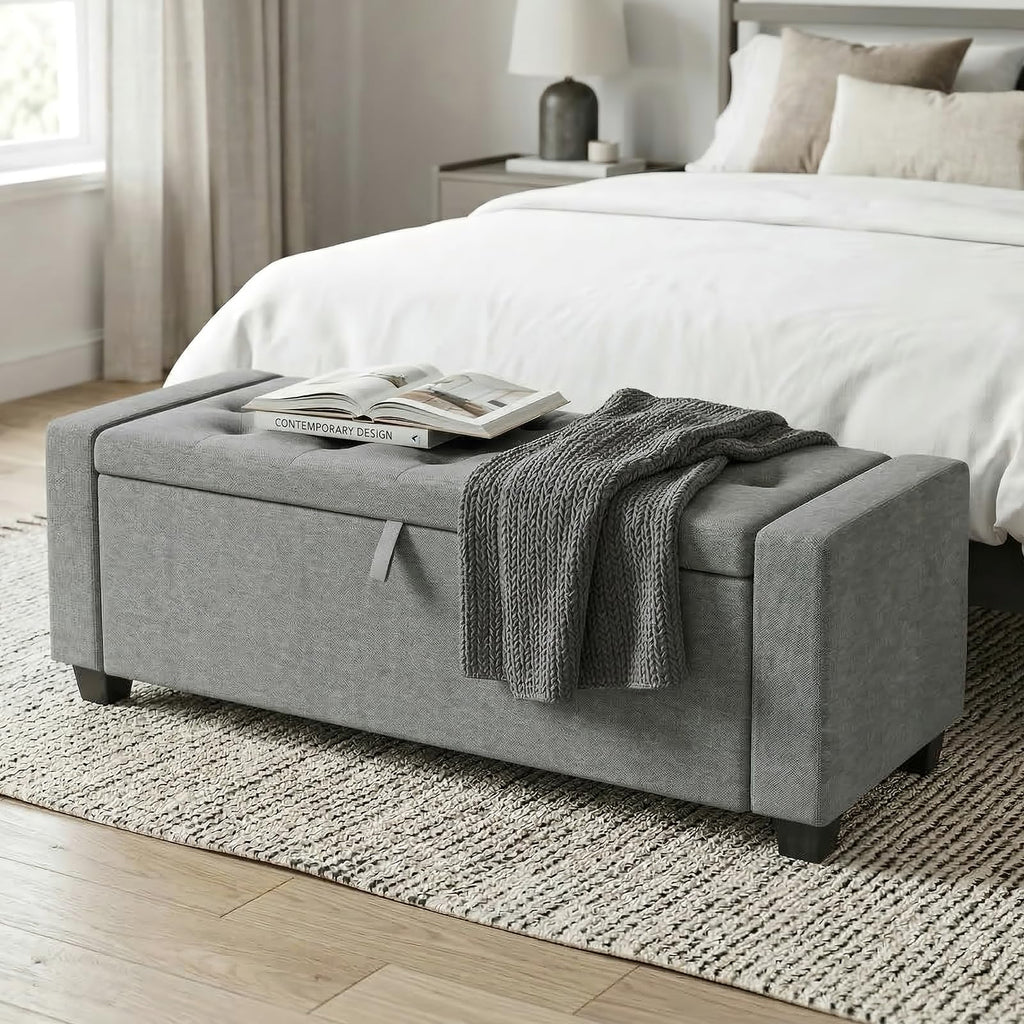 48" Ottoman Bench with Storage, Gray