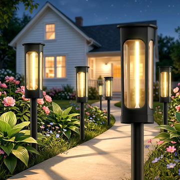 2026 Solar Lights Outdoor, 6 Pack Solar Pathway Lights Auto On/Off Waterproof Garden Landscape Lighting for Path