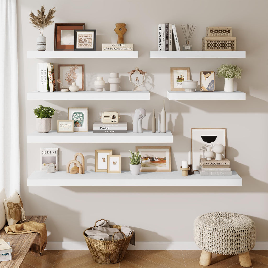 Floating Shelves for Wall, 40 Inch Floating Shelf Decor, Wall Mounted Rustic Wood Shelves 12 Inch Deep, Hanging Deep