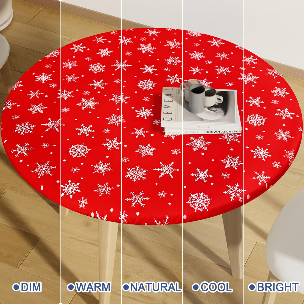 Round Spandex Christmas Fitted Tablecloth for 57"-68" Tables