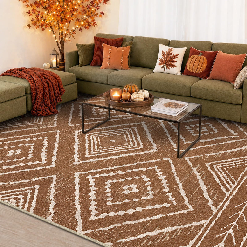 5'x7' Washable Area Rug Bedroom Yellowbrown