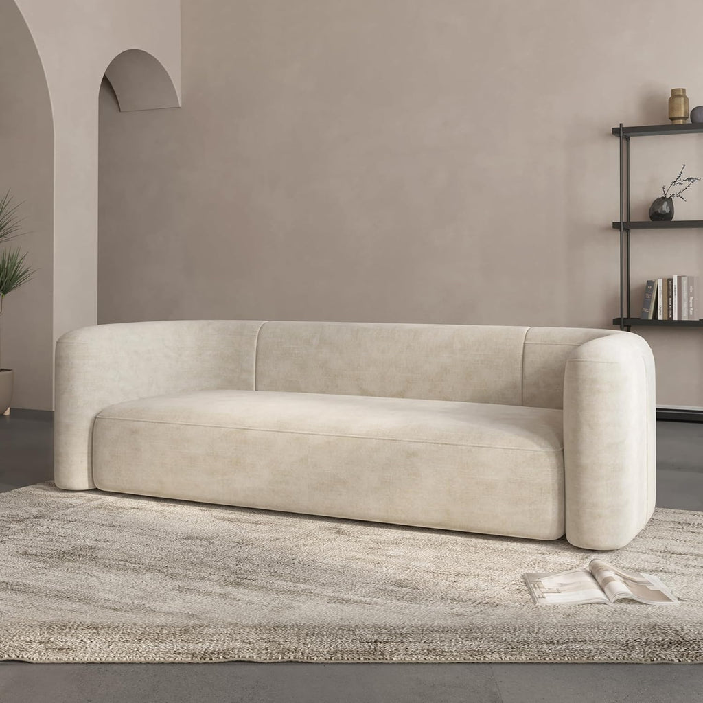 Acanva Luxury Modern Tight Curved Back Velvet Sofa, Minimalist Style Comfy Couch for Living Room Apartment, 3 Seater