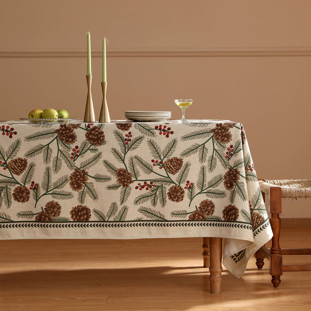 Designer Vintage Square Christmas Tablecloth, 67"x67"