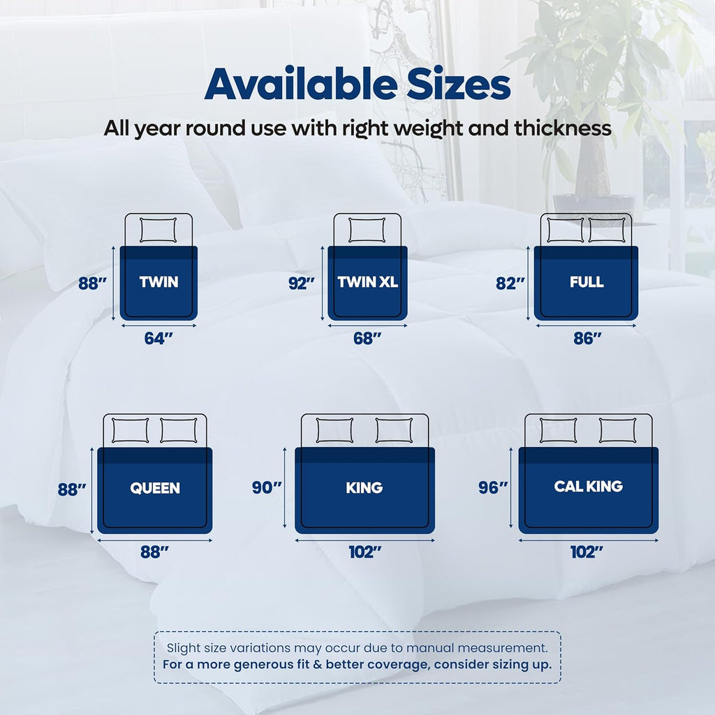 Comforters King, All Season Duvet Insert, Down Alternative Box Stitched Bed Comforter with Corner Tabs