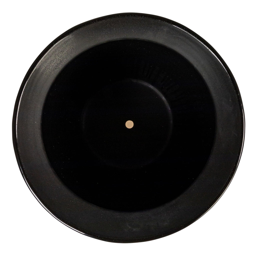 Embossed Textured Stoneware Planter, Matte Black